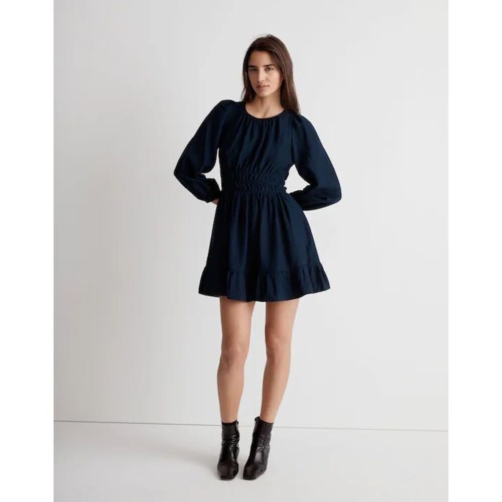 Madewell Sophia Open-Back Mini Dress deep indigo new
